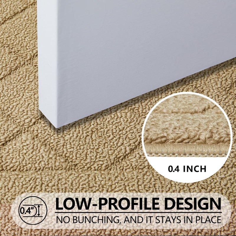 REFETONE Indoor Doormat, Front Back Door Mat 24"x36" Rubber Backing Non Slip Mats, Absorbent Washable Entrance Doormat for Entryway, Resist Dirt Low-Profile Inside Floor Mat for Muddy Shoes, Beige - Image 2